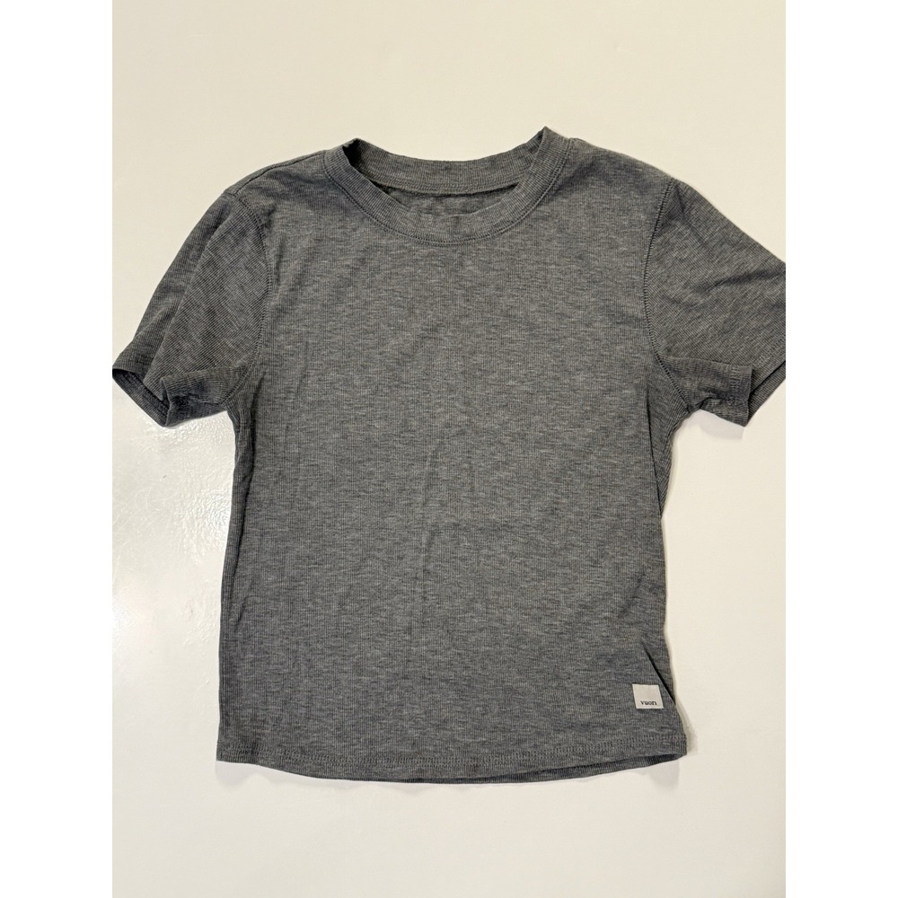 Vuori women's XS/S fitted crew ribbed Tee gray short sleeve